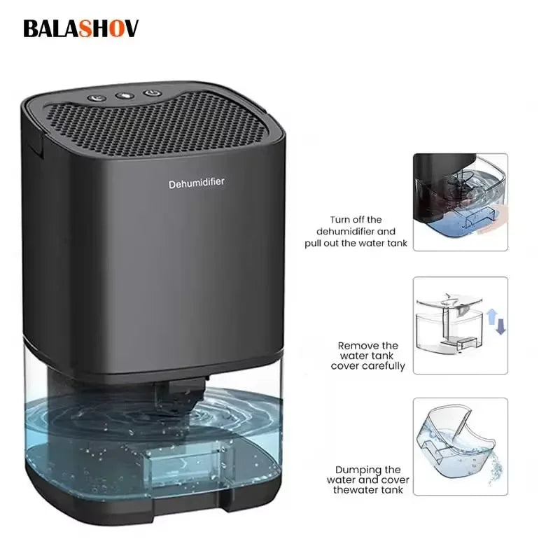 Air Dehumidifier – Portable Quiet Moisture Absorber & Air Dryer for Home, Bedroom, Office, Kitchen